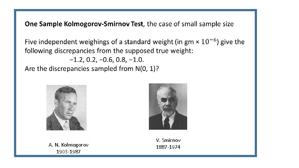A. N. Kolmogorov 1903 -1987 V. Smirnov 1887 -1974 A. N. Kolmogorov 1903 -1987 V. Smirnov 1887 -1974
