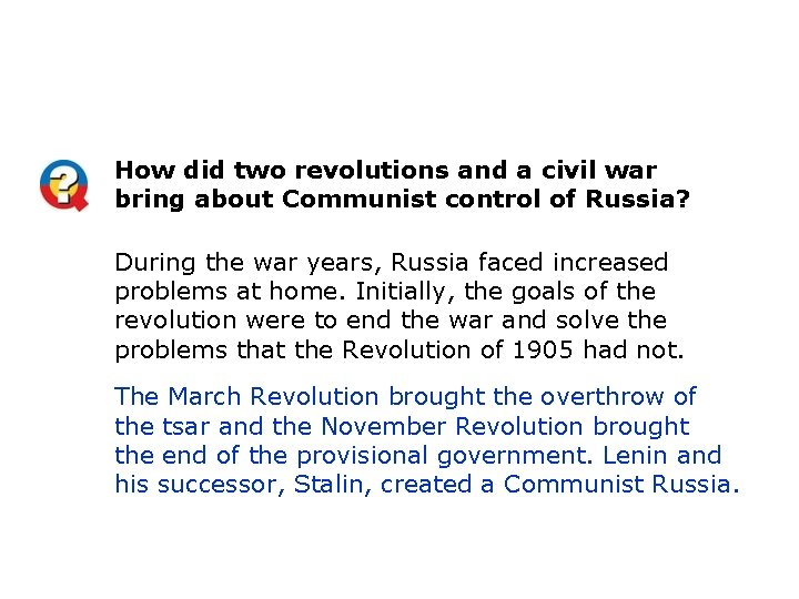 How did two revolutions and a civil war bring about Communist control of Russia?