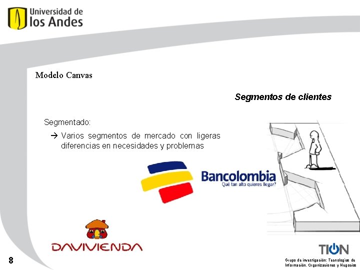 Modelo Canvas Segmentos de clientes Segmentado: Varios segmentos de mercado con ligeras diferencias en