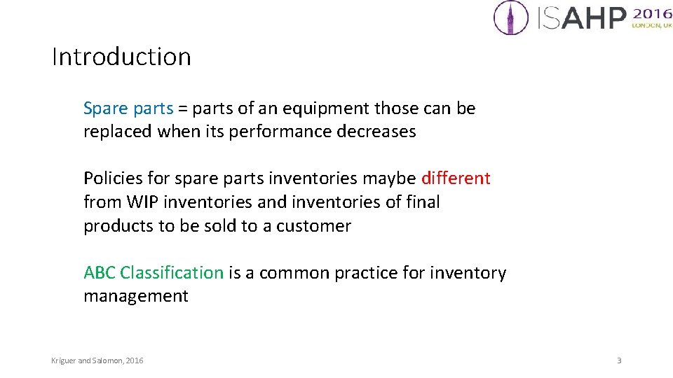 Introduction Spare parts = parts of an equipment those can be replaced when its