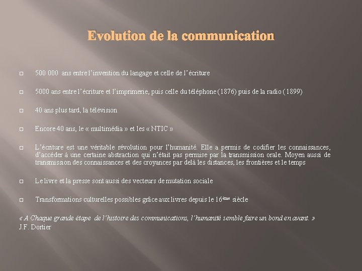 Evolution de la communication � 500 000 ans entre l’invention du langage et celle