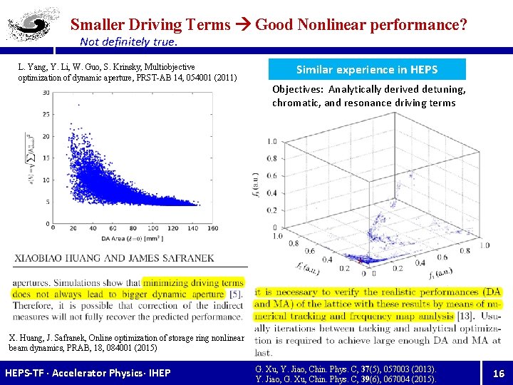 Smaller Driving Terms Good Nonlinear performance? Not definitely true. L. Yang, Y. Li, W.