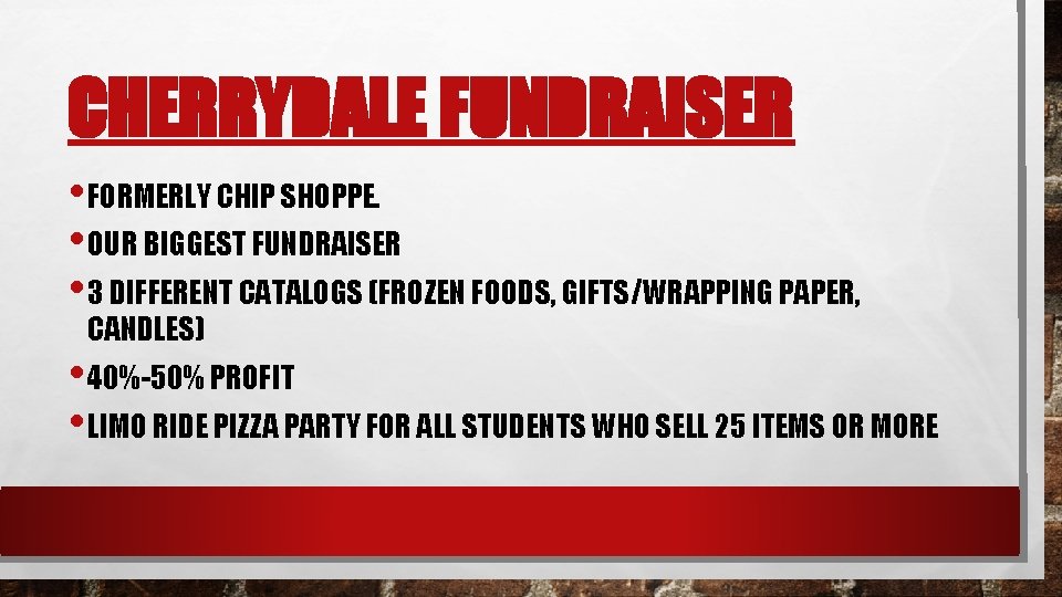 CHERRYDALE FUNDRAISER • FORMERLY CHIP SHOPPE. • OUR BIGGEST FUNDRAISER • 3 DIFFERENT CATALOGS