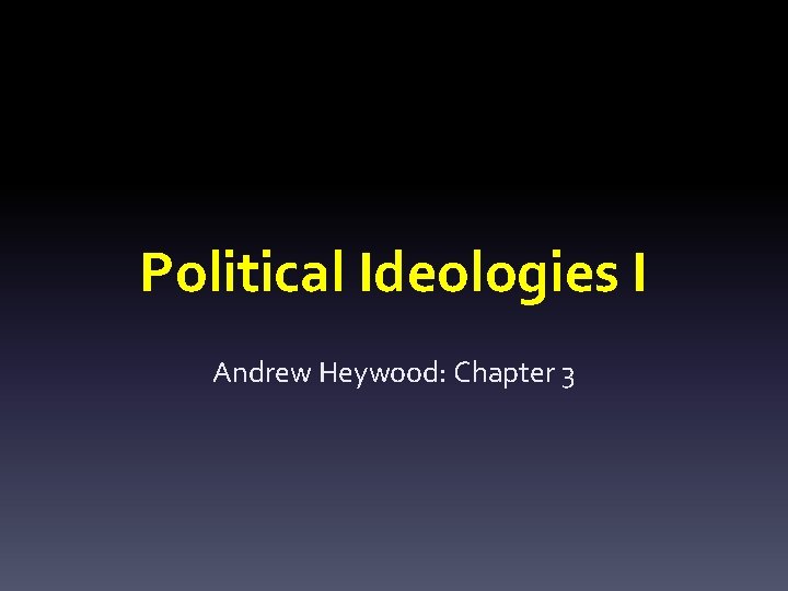 Political Ideologies I Andrew Heywood: Chapter 3 