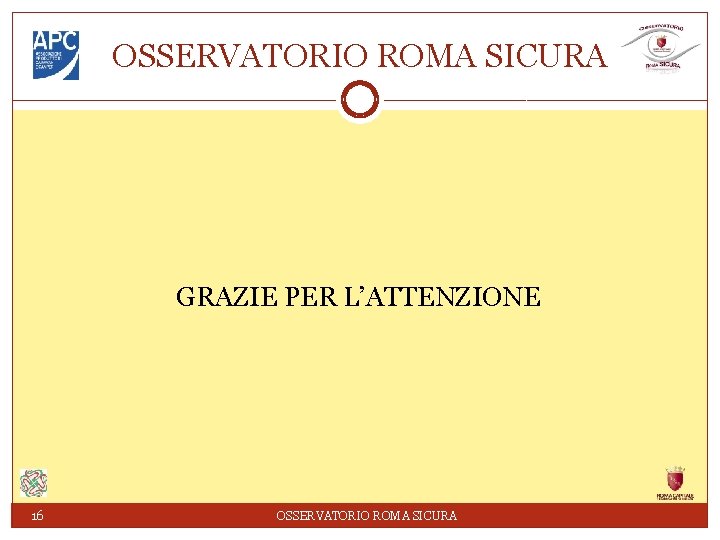 OSSERVATORIO ROMA SICURA GRAZIE PER L’ATTENZIONE 16 OSSERVATORIO ROMA SICURA 