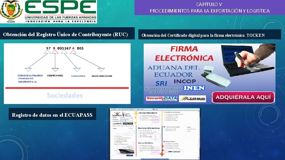 CAPITULO V PROCEDIMIENTOS PARA LA EXPORTACIÓN Y LOGISTICA Obtención del Registro Único de Contribuyente