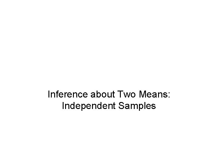 Inference about Two Means: Independent Samples 