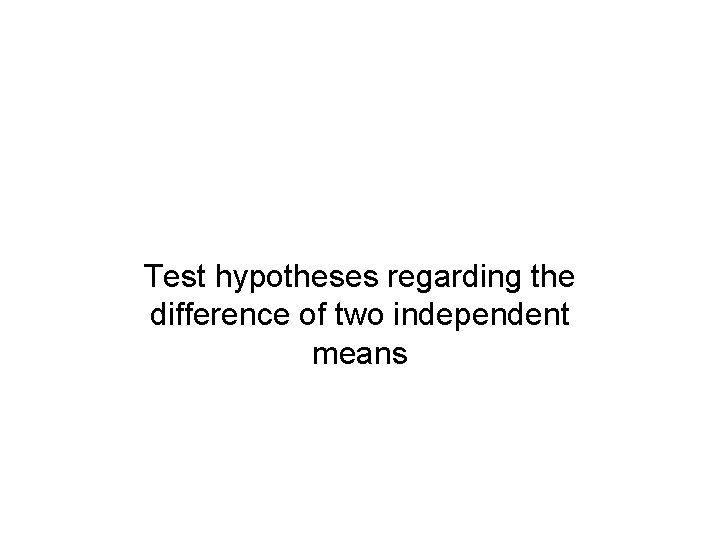 Test hypotheses regarding the difference of two independent means 