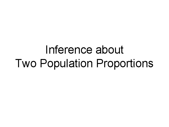 Inference about Two Population Proportions 