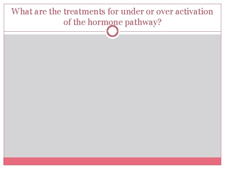 What are the treatments for under or over activation of the hormone pathway? 