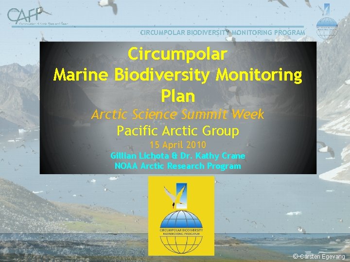 CIRCUMPOLAR BIODIVERSITY MONITORING PROGRAM Circumpolar Marine Biodiversity Monitoring Plan Arctic Science Summit Week Pacific