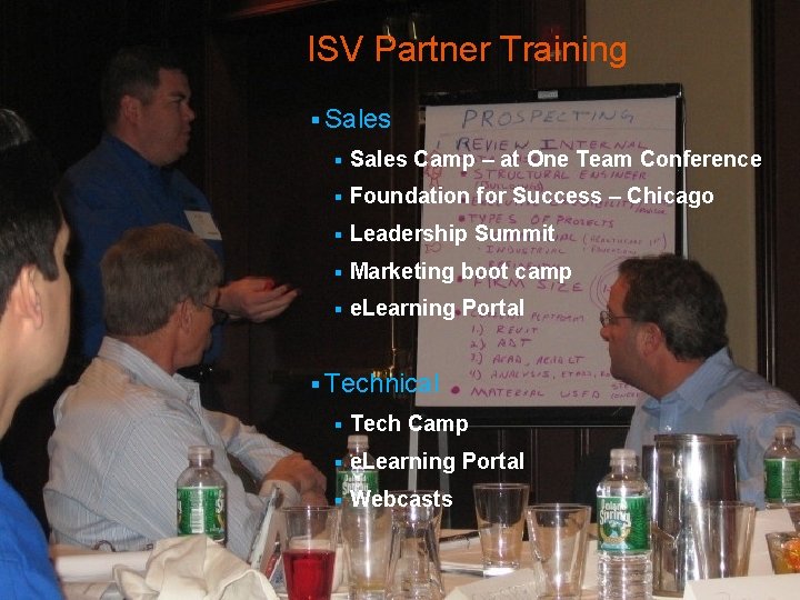 ISV Partner Training § Sales Camp – at One Team Conference § Foundation for