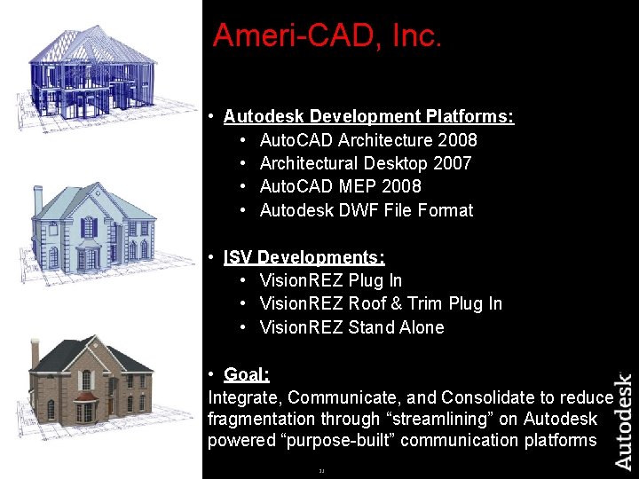Ameri-CAD, Inc. • Autodesk Development Platforms: • Auto. CAD Architecture 2008 • Architectural Desktop