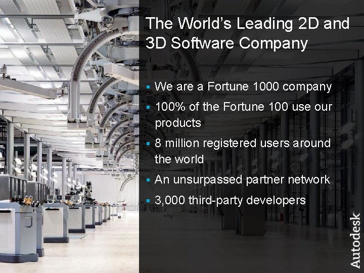 The World’s Leading 2 D and 3 D Software Company © 2006 Autodesk §