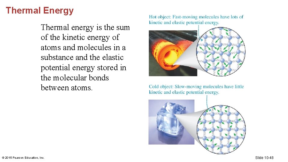 Thermal Energy Thermal energy is the sum of the kinetic energy of atoms and