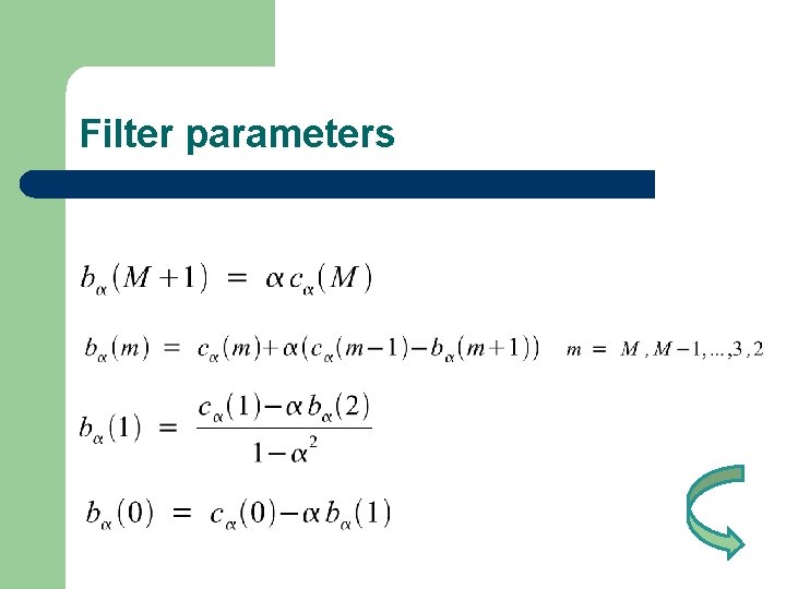 Filter parameters 