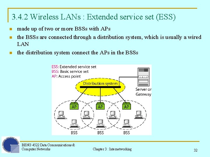 3. 4. 2 Wireless LANs : Extended service set (ESS) n n n made