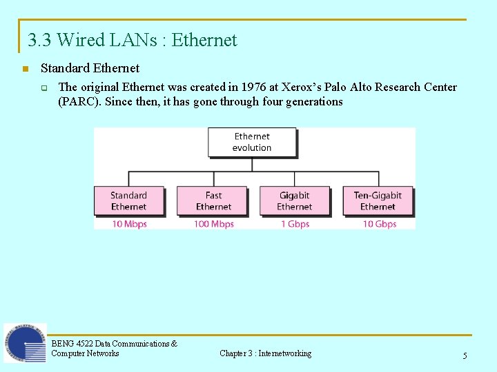 3. 3 Wired LANs : Ethernet n Standard Ethernet q The original Ethernet was