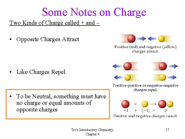 Some Notes on Charge Two Kinds of Charge called + and – • Opposite