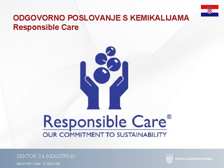 ODGOVORNO POSLOVANJE S KEMIKALIJAMA Responsible Care SEKTOR ZA INDUSTRIJU INDUSTRY AND IT SECTOR 