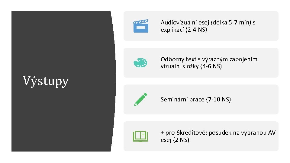 Audiovizuální esej (délka 5 -7 min) s explikací (2 -4 NS) Odborný text s