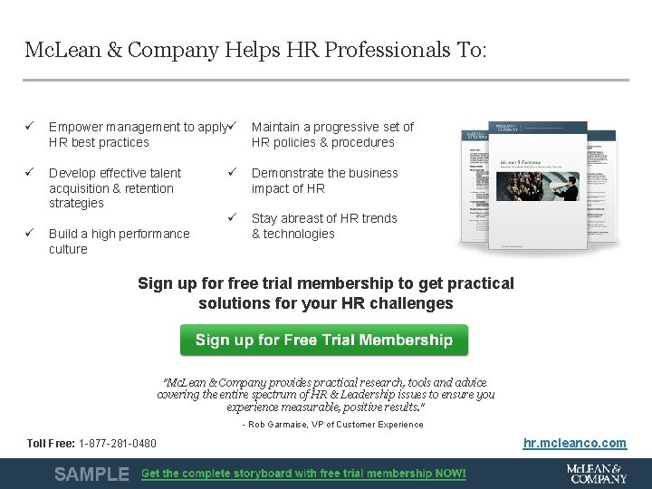 Mc. Lean & Company Helps HR Professionals To: ü Empower management to applyü HR