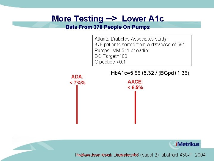 More Testing –> Lower A 1 c Data From 378 People On Pumps Atlanta More Testing –> Lower A 1 c Data From 378 People On Pumps Atlanta