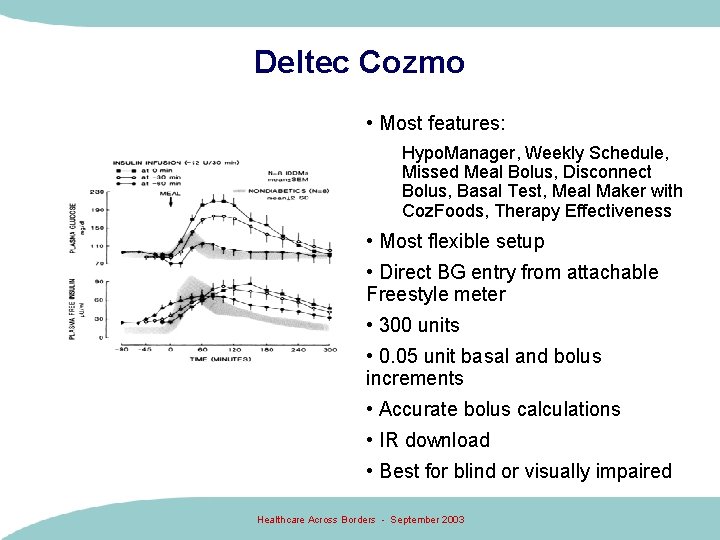 Deltec Cozmo • Most features: Hypo. Manager, Weekly Schedule, Missed Meal Bolus, Disconnect Bolus, Deltec Cozmo • Most features: Hypo. Manager, Weekly Schedule, Missed Meal Bolus, Disconnect Bolus,