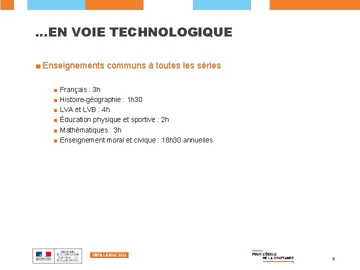 …EN VOIE TECHNOLOGIQUE ■ Enseignements communs à toutes les séries ■ ■ ■ Français