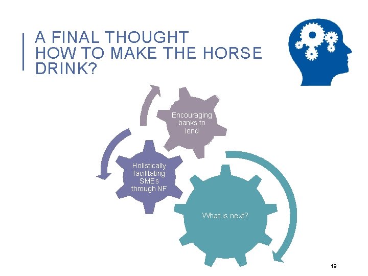 A FINAL THOUGHT HOW TO MAKE THE HORSE DRINK? Encouraging banks to lend Holistically
