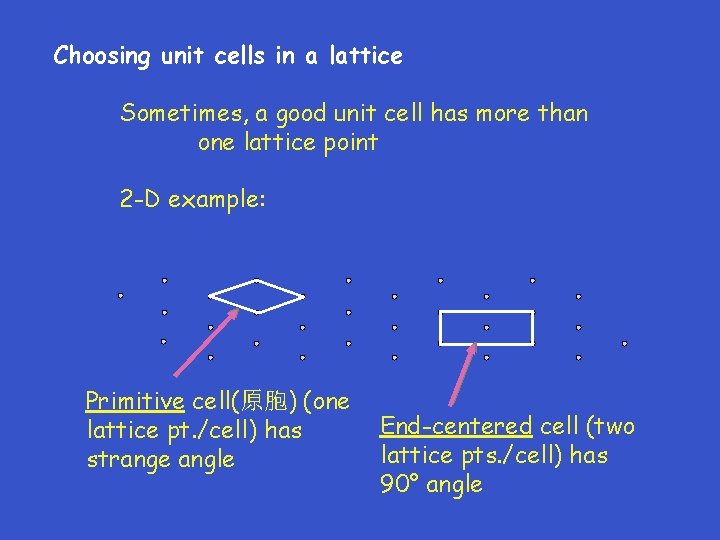 Choosing unit cells in a lattice Sometimes, a good unit cell has more than
