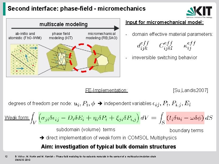 Second interface: phase-field - micromechanics Input for micromechanical model: multiscale modeling ab-initio and atomistic