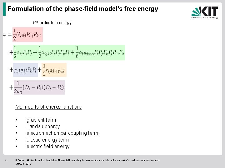 Formulation of the phase-field model’s free energy 6 th order free energy Main parts