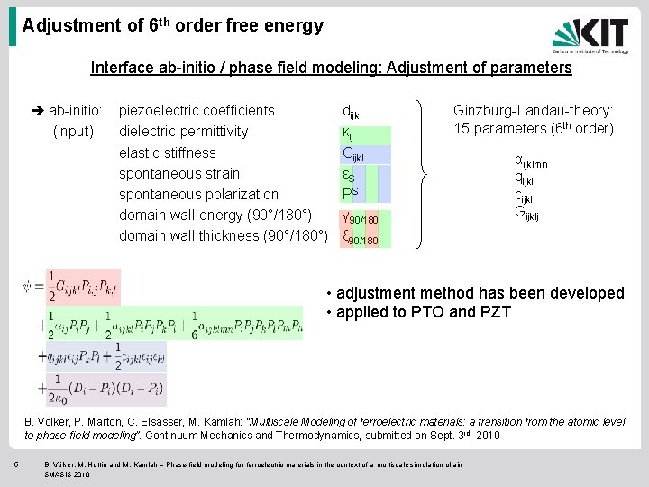 Adjustment of 6 th order free energy Interface ab-initio / phase field modeling: Adjustment