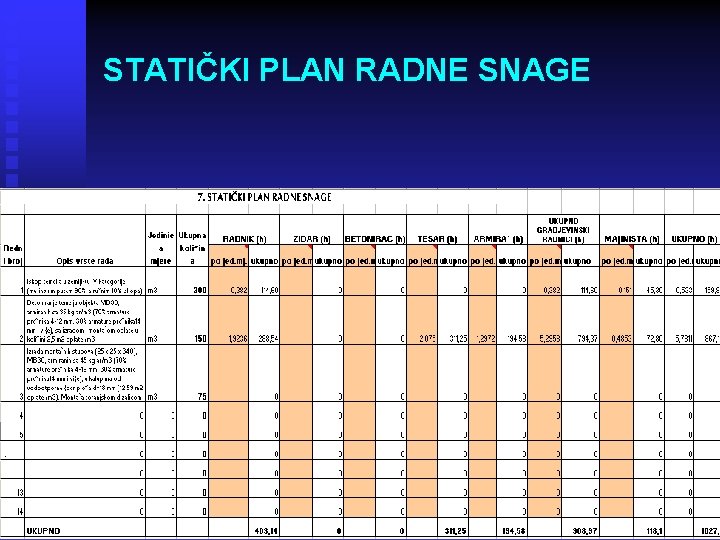 STATIČKI PLAN RADNE SNAGE 