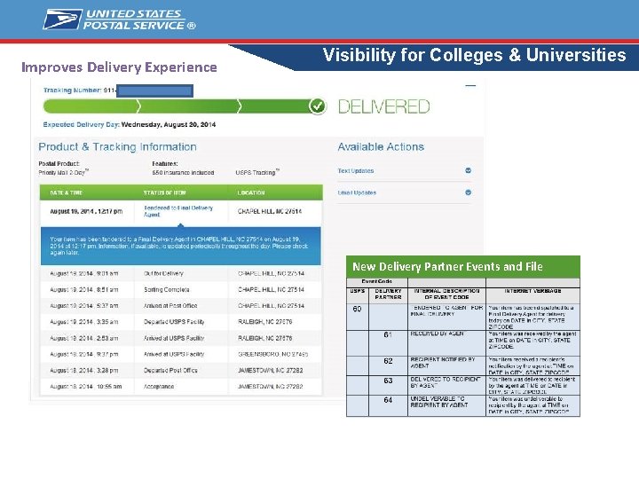 Improves Delivery Experience Visibility for Colleges & Universities New Delivery Partner Events and File