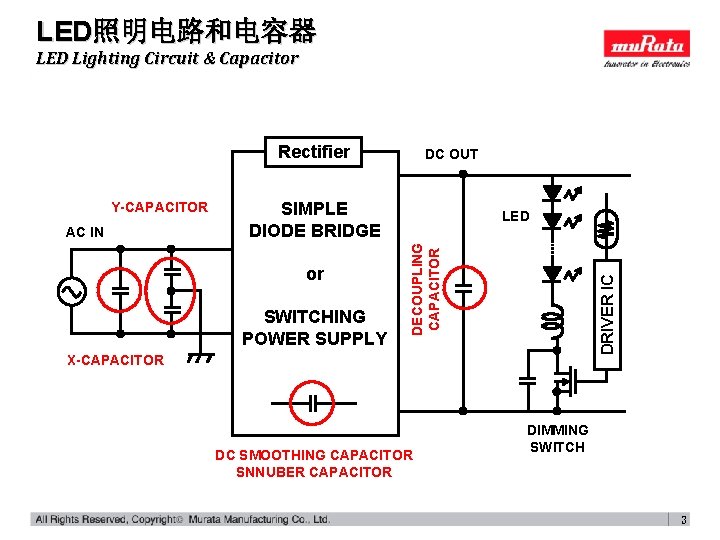 LED照明电路和电容器 LED Lighting Circuit & Capacitor Rectifier or SWITCHING POWER SUPPLY LED DRIVER IC