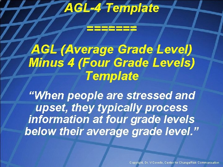AGL-4 Template ======= AGL (Average Grade Level) Minus 4 (Four Grade Levels) Template “When