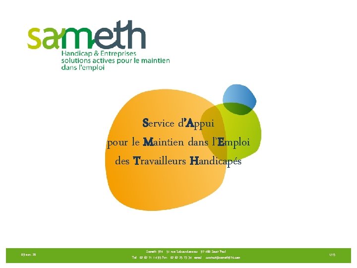Service d’Appui pour le Maintien dans l’Emploi des Travailleurs Handicapés 09 -nov. -20 Sameth