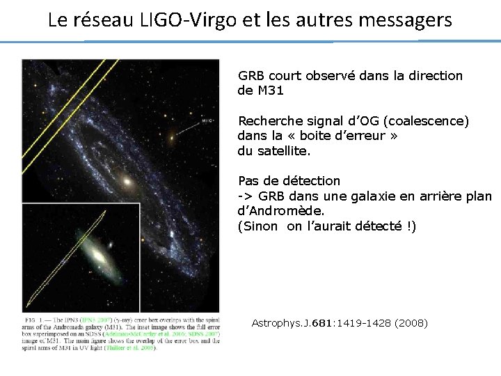 Le réseau LIGO-Virgo et les autres messagers GRB court observé dans la direction de
