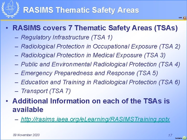 RASIMS Thematic Safety Areas END • RASIMS covers 7 Thematic Safety Areas (TSAs) –