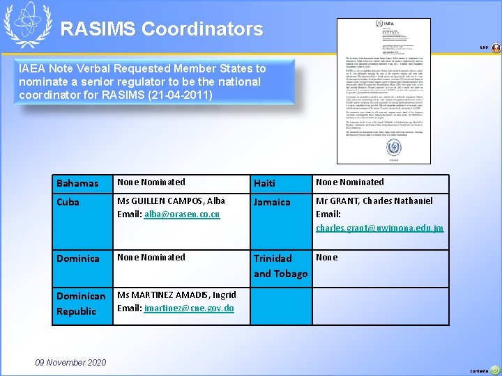 RASIMS Coordinators END IAEA Note Verbal Requested Member States to nominate a senior regulator