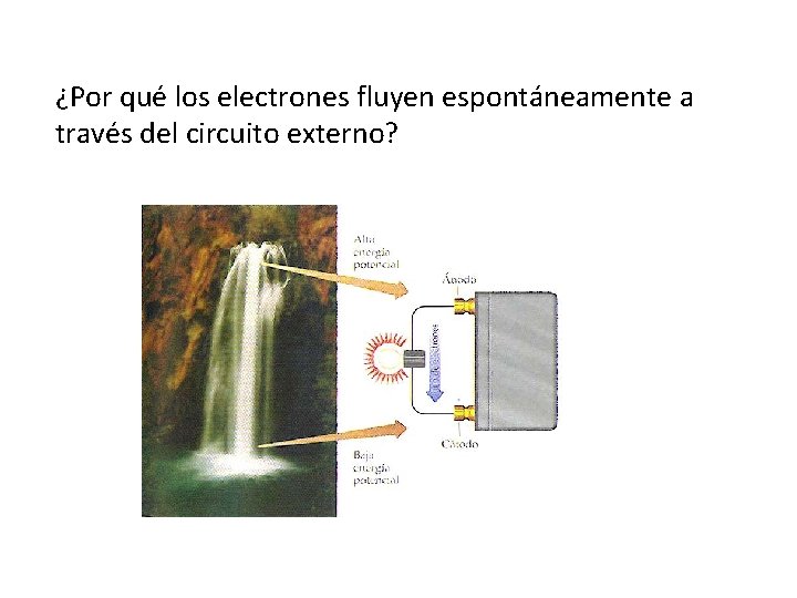 ¿Por qué los electrones fluyen espontáneamente a través del circuito externo? 