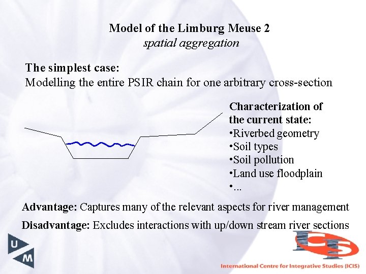 Model of the Limburg Meuse 2 spatial aggregation The simplest case: Modelling the entire
