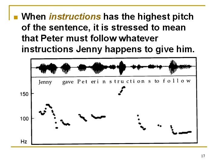 n When instructions has the highest pitch of the sentence, it is stressed to n When instructions has the highest pitch of the sentence, it is stressed to