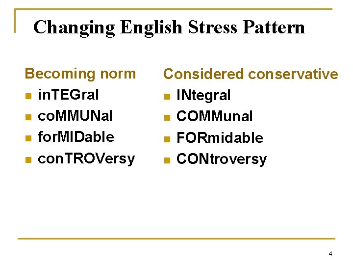 Changing English Stress Pattern Becoming norm n in. TEGral n co. MMUNal n for. Changing English Stress Pattern Becoming norm n in. TEGral n co. MMUNal n for.