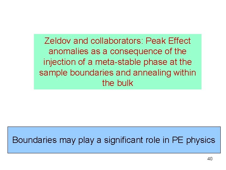 Zeldov and collaborators: Peak Effect anomalies as a consequence of the injection of a