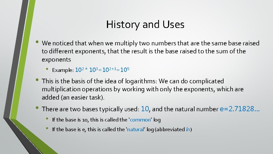 History and Uses • We noticed that when we multiply two numbers that are History and Uses • We noticed that when we multiply two numbers that are