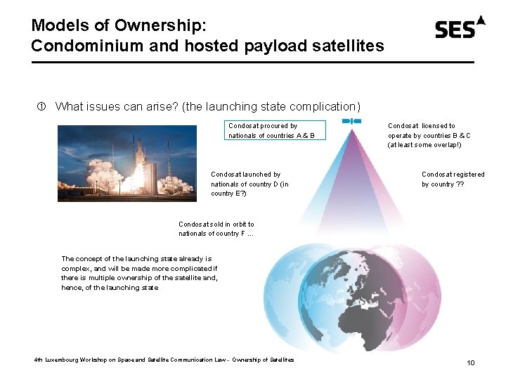 Models of Ownership: Condominium and hosted payload satellites What issues can arise? (the launching