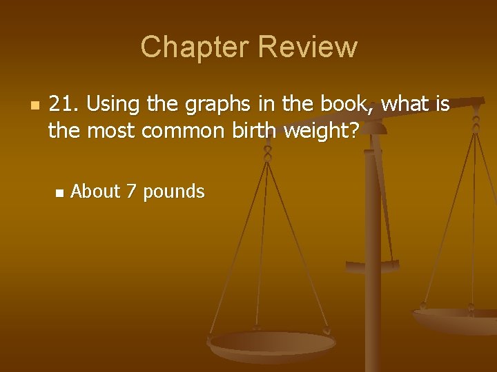 Chapter Review n 21. Using the graphs in the book, what is the most